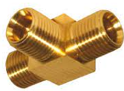 Acople Conector Te con Rosca Central Bronce Poberaj Mangueras y Tuberías