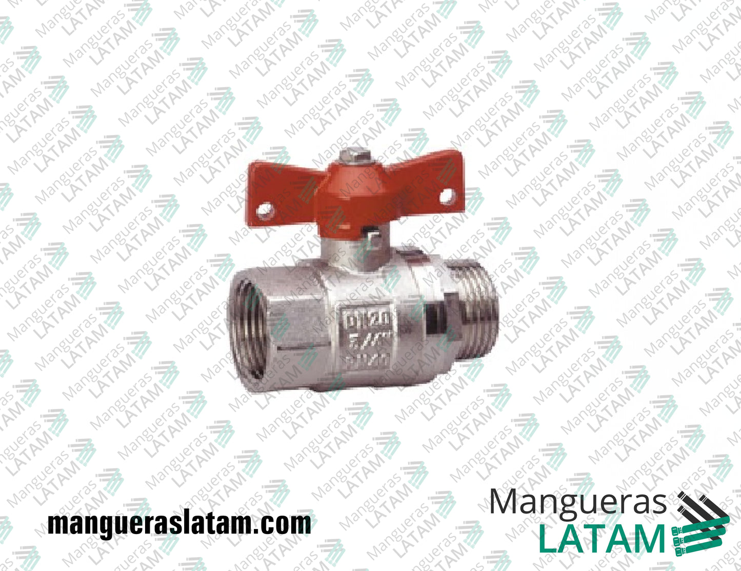 Válvula Esférica M/H Manija Mariposa de Bronce Poberaj Mangueras y Tuberías