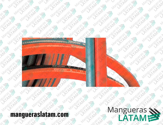 Manguera RECYCLON O/A /OA 20 Ignifugo Oxigeno-Acetileno 20 Bar Verde-Rojo CODIGO 1340