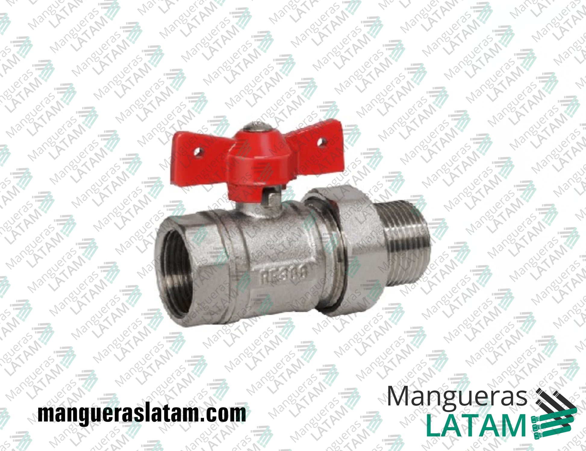 Válvula Esférica con Media Unión de Bronce Poberaj para Mangueras y Tuberías